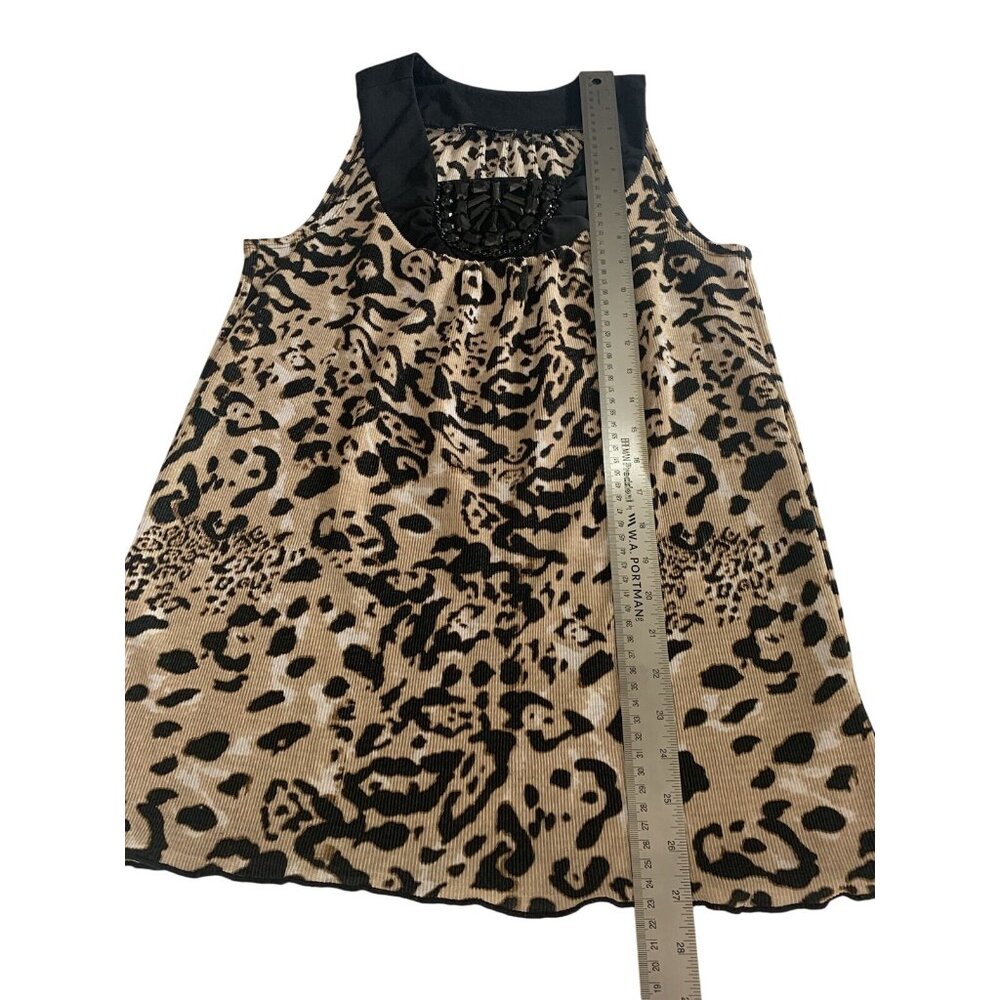 Notations Womens Animal Print Sleeveless Top With Beaded Neckline Size Medium - Picture 5 of 7